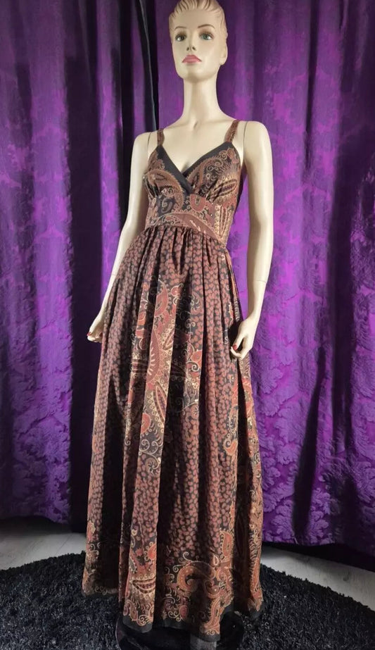 Vintage 1970s Trina lewis Marjon Couture Paisley Maxi Dress