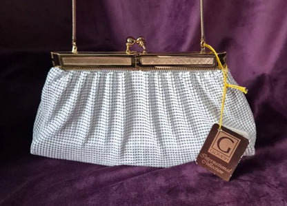 Vintage 1980s White Glomesh Hinged Frame Handbag