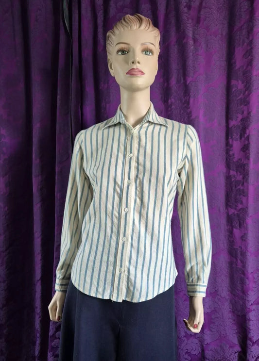 MARY QUANT for LONDONPRIDE Striped Blouse with Original Tags & Hanger