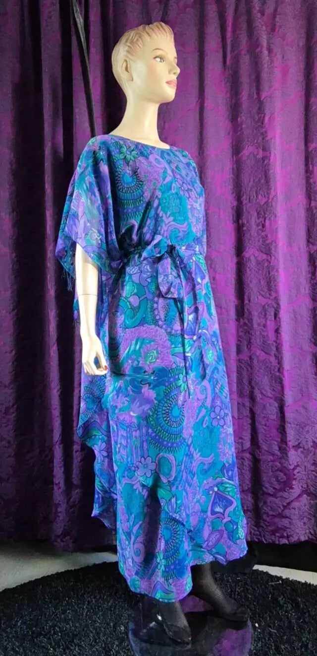 Vintage 1970’s JOHN NEVILLE Paisley Chiffon Caftan Dress