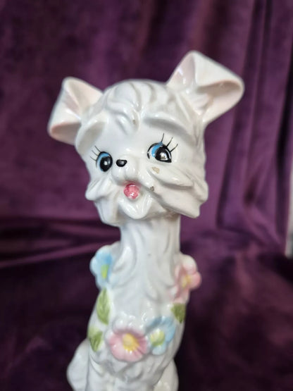 Pair of Vintage Kitsch White Dog Figurines