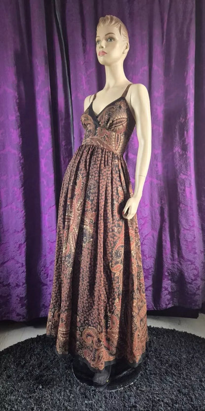 Vintage 1970s Trina lewis Marjon Couture Paisley Maxi Dress