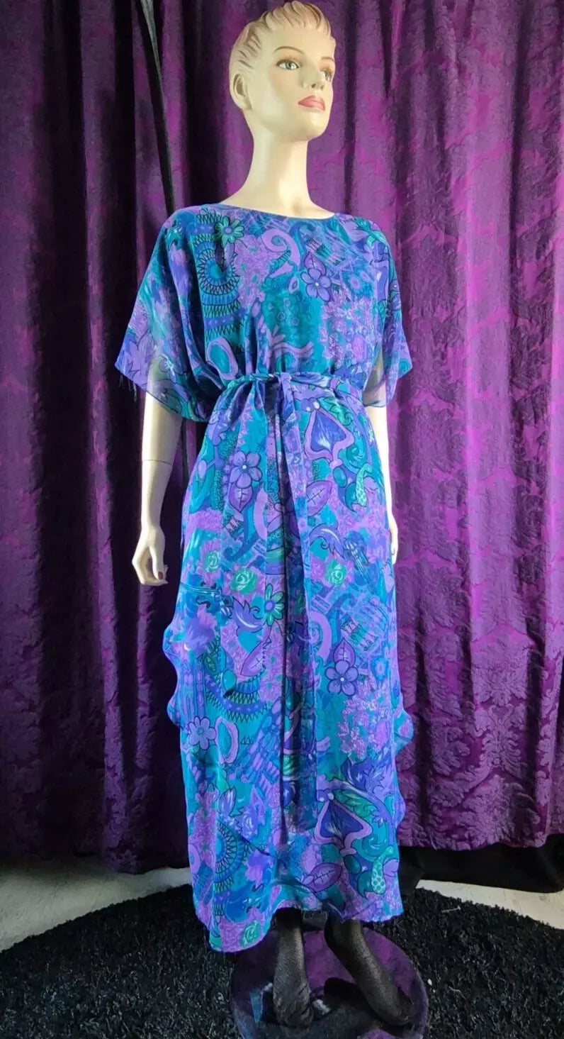 Vintage 1970’s JOHN NEVILLE Paisley Chiffon Caftan Dress