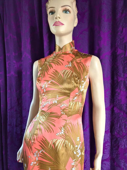 Vintage Silk Tropical Floral Cheongsam Qipao Dress