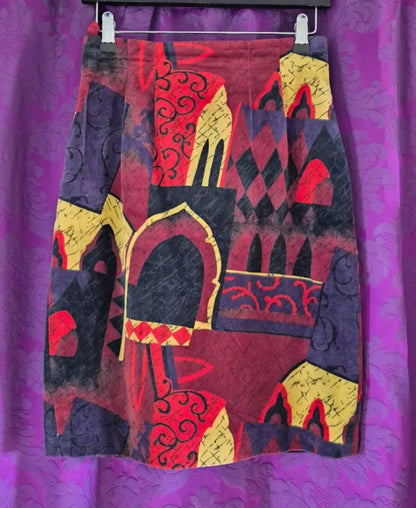 Vintage 1990s LAUREL Velvet Venetian Print Skirt