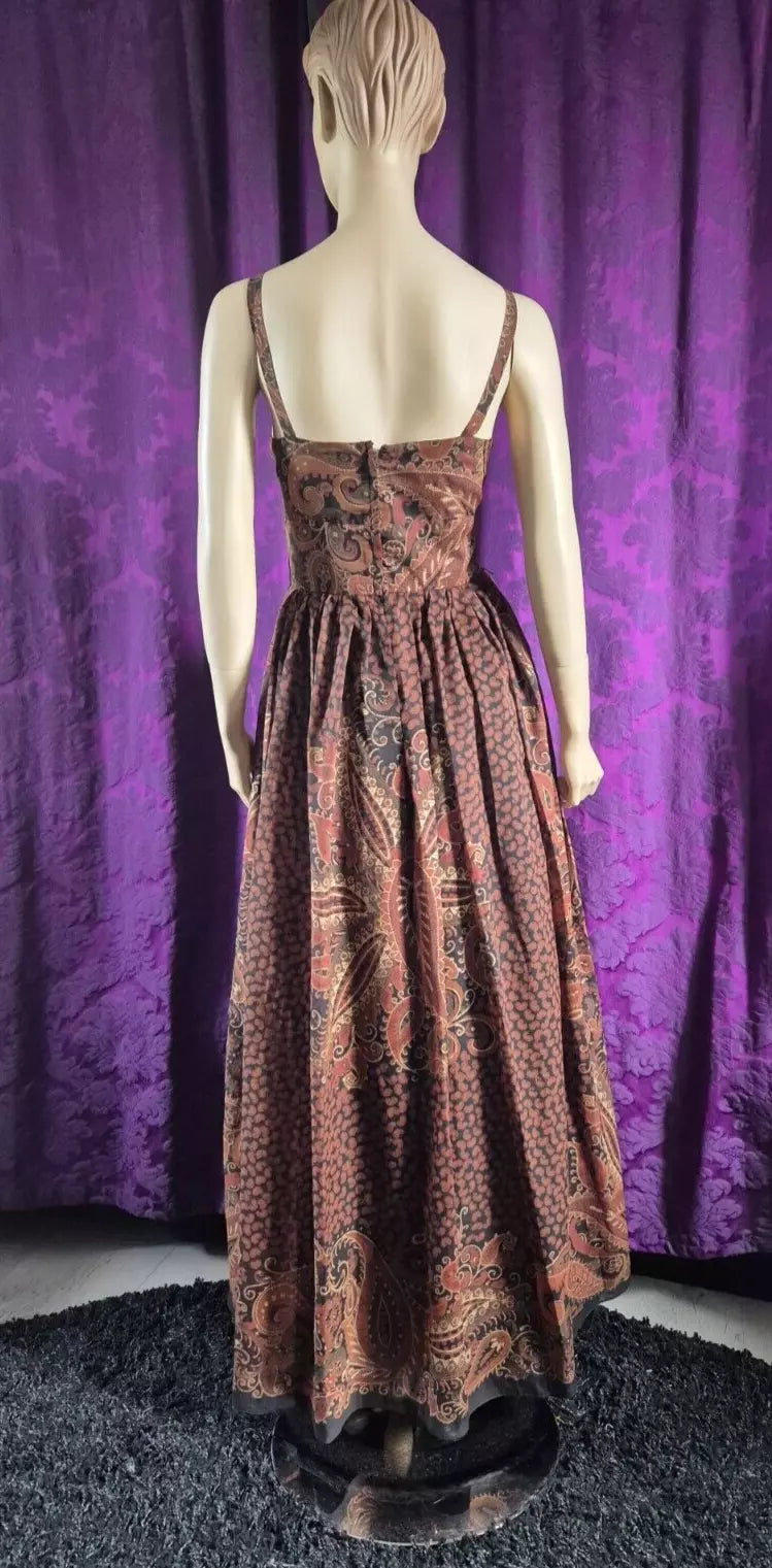 Vintage 1970s Trina lewis Marjon Couture Paisley Maxi Dress