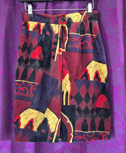 Vintage 1990s LAUREL Velvet Venetian Print Skirt