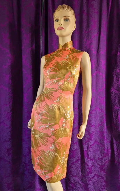 Vintage Silk Tropical Floral Cheongsam Qipao Dress