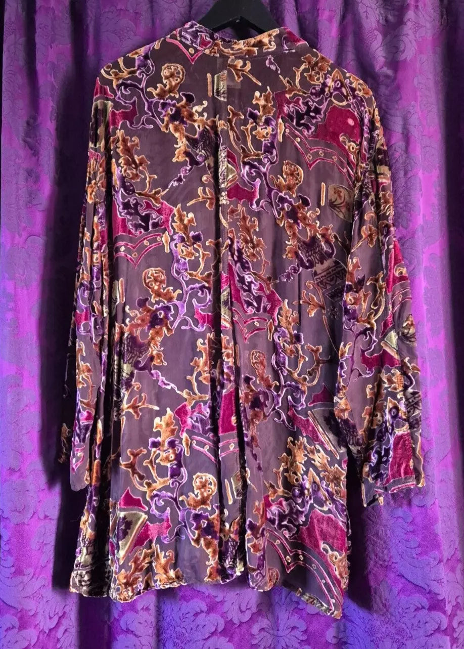 URU Kristine St Rrik Silk Velvet Devorré Tunic Blouse