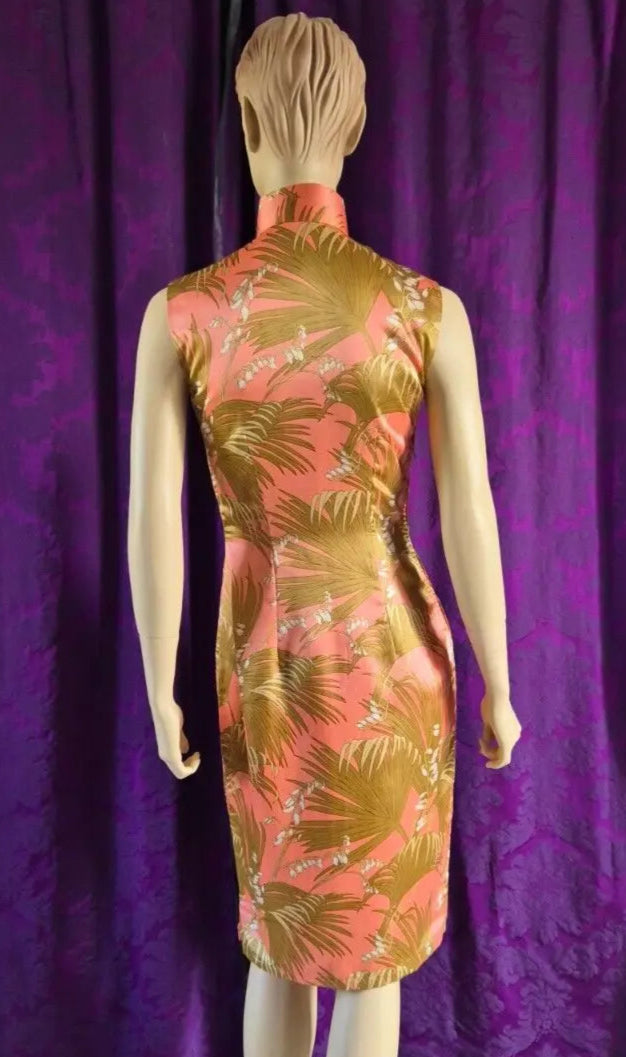 Vintage Silk Tropical Floral Cheongsam Qipao Dress