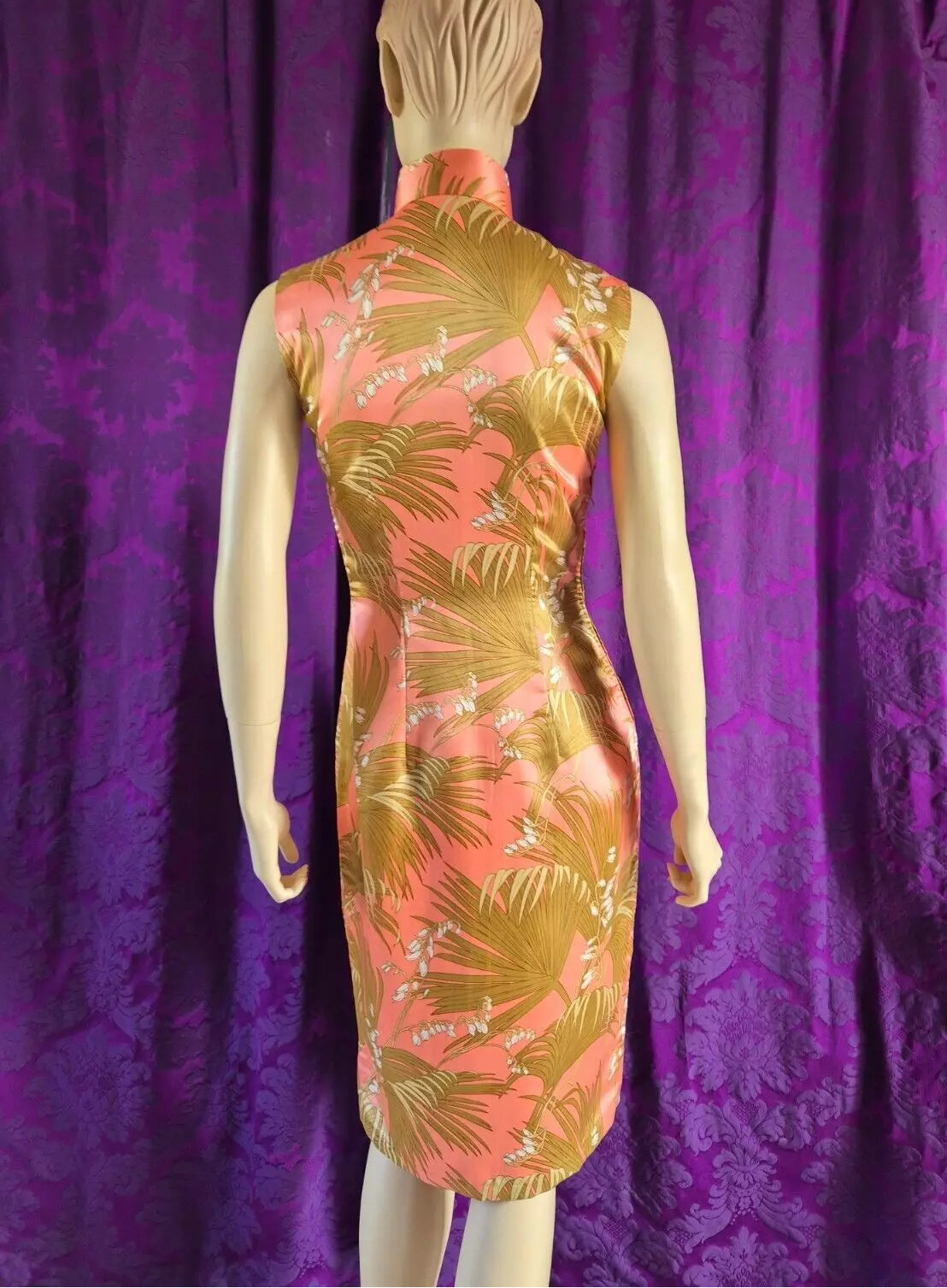 Vintage Silk Tropical Floral Cheongsam Qipao Dress