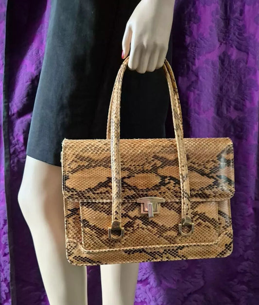 Vintage 1970s Snakeskin Satchell Handbag