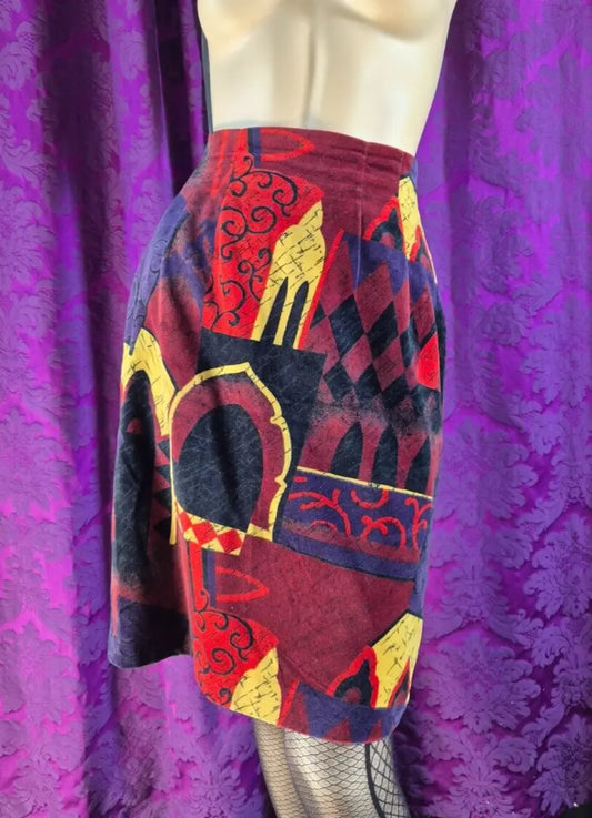 Vintage 1990s LAUREL Velvet Venetian Print Skirt